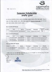 Scholarship Notice BE Civil (077,078,079 batch)