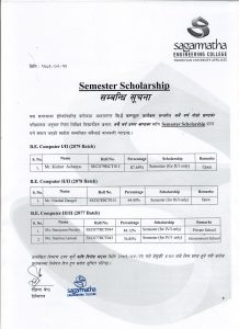 Scholarship Notice BE Computer (077,078,079 batch)